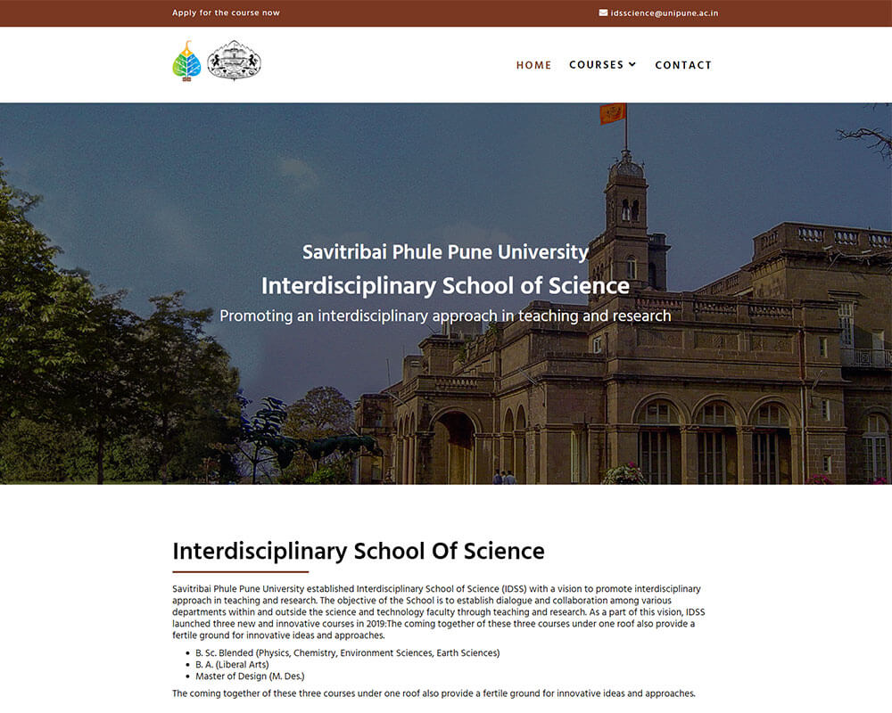Full width hero image on the home page for IDSS