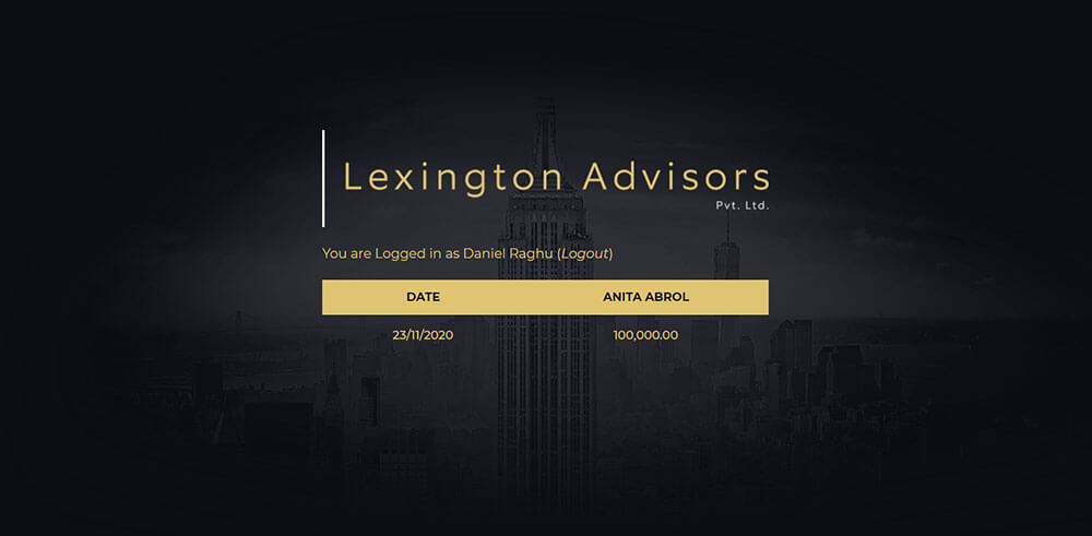Secure dynamic client portal showing updated finances designed for Lexington Advisors
