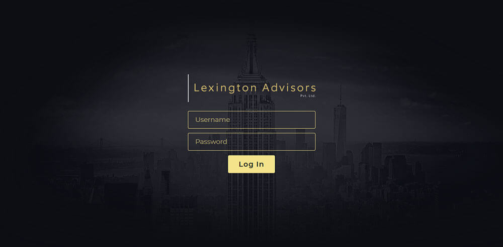 Secure client portal login designed for Lexington Advisors