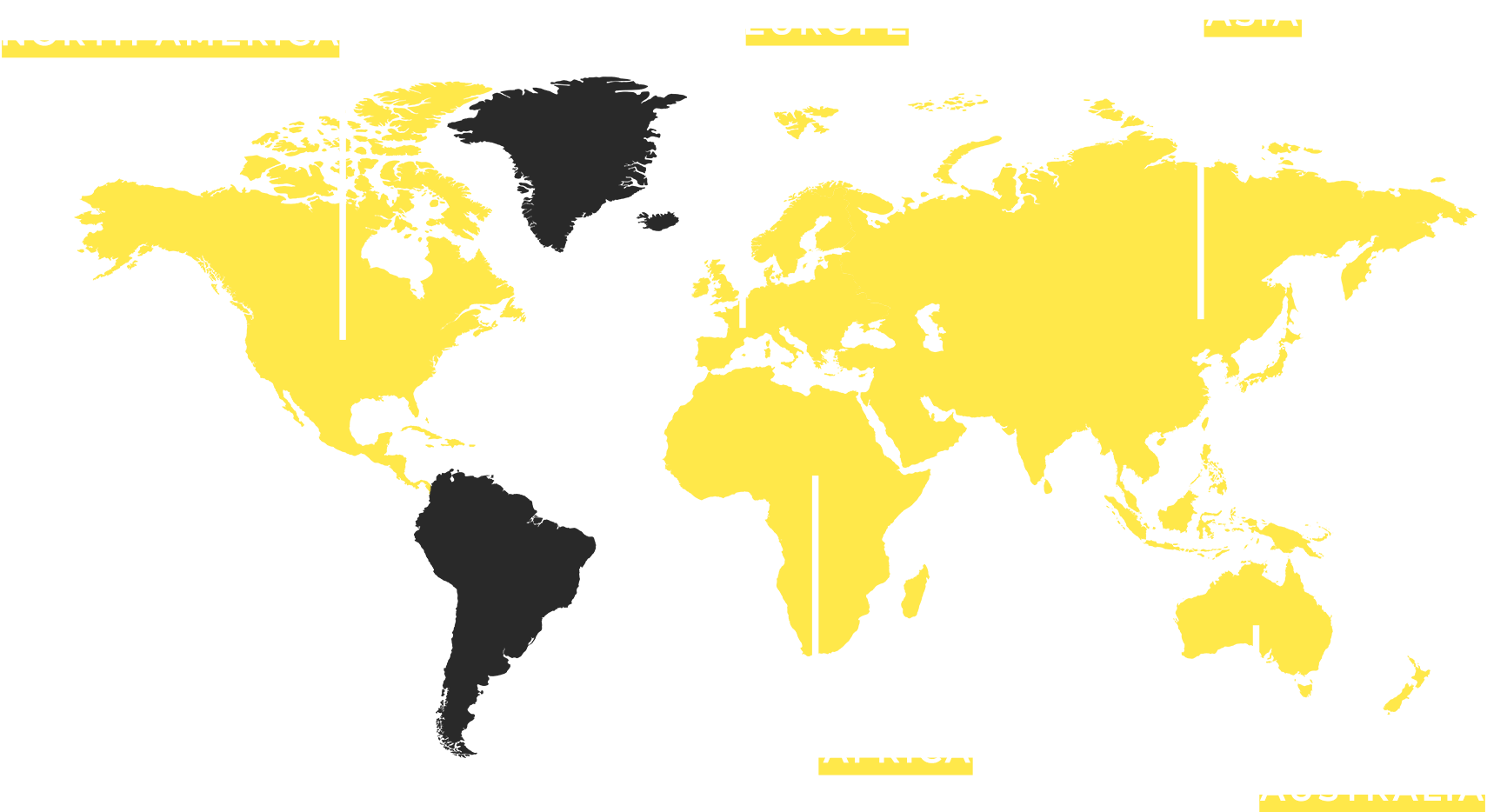 A map of the world pointing at the five continents of North America, Europe, Africa, Asia, and Australia where Daniel Raghu has clients